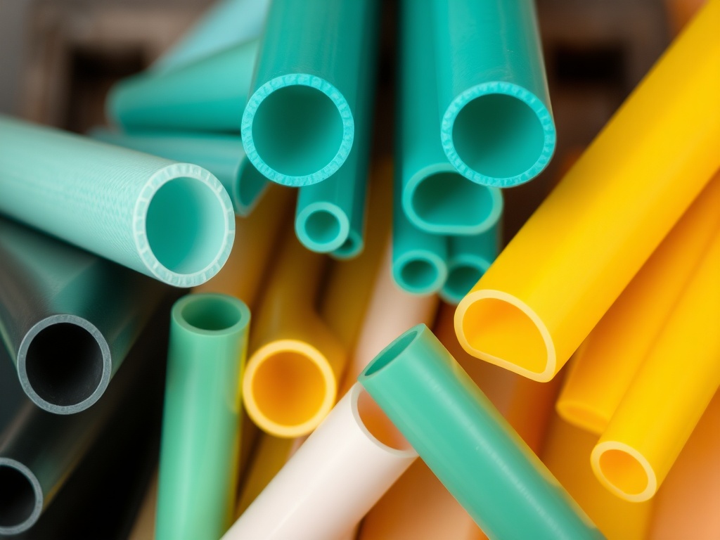 Разноцветные пластиковые трубки разных диаметров, сложенные в беспорядке.
